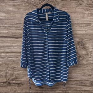 Penningtons Blue Stripped Blouse Size 1X